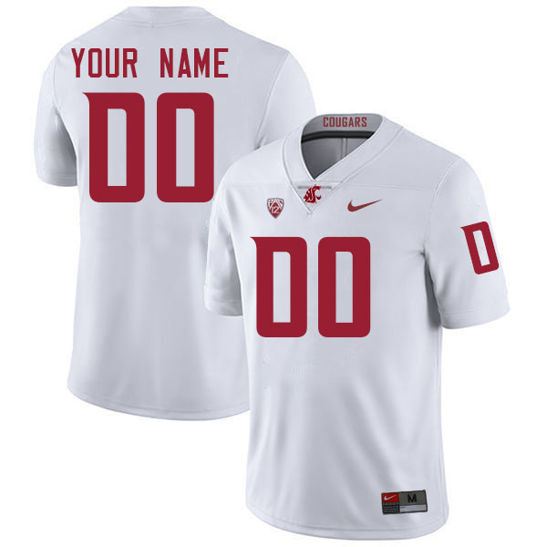 Custom Washington State Cougars Name And Number Football Jersey-White